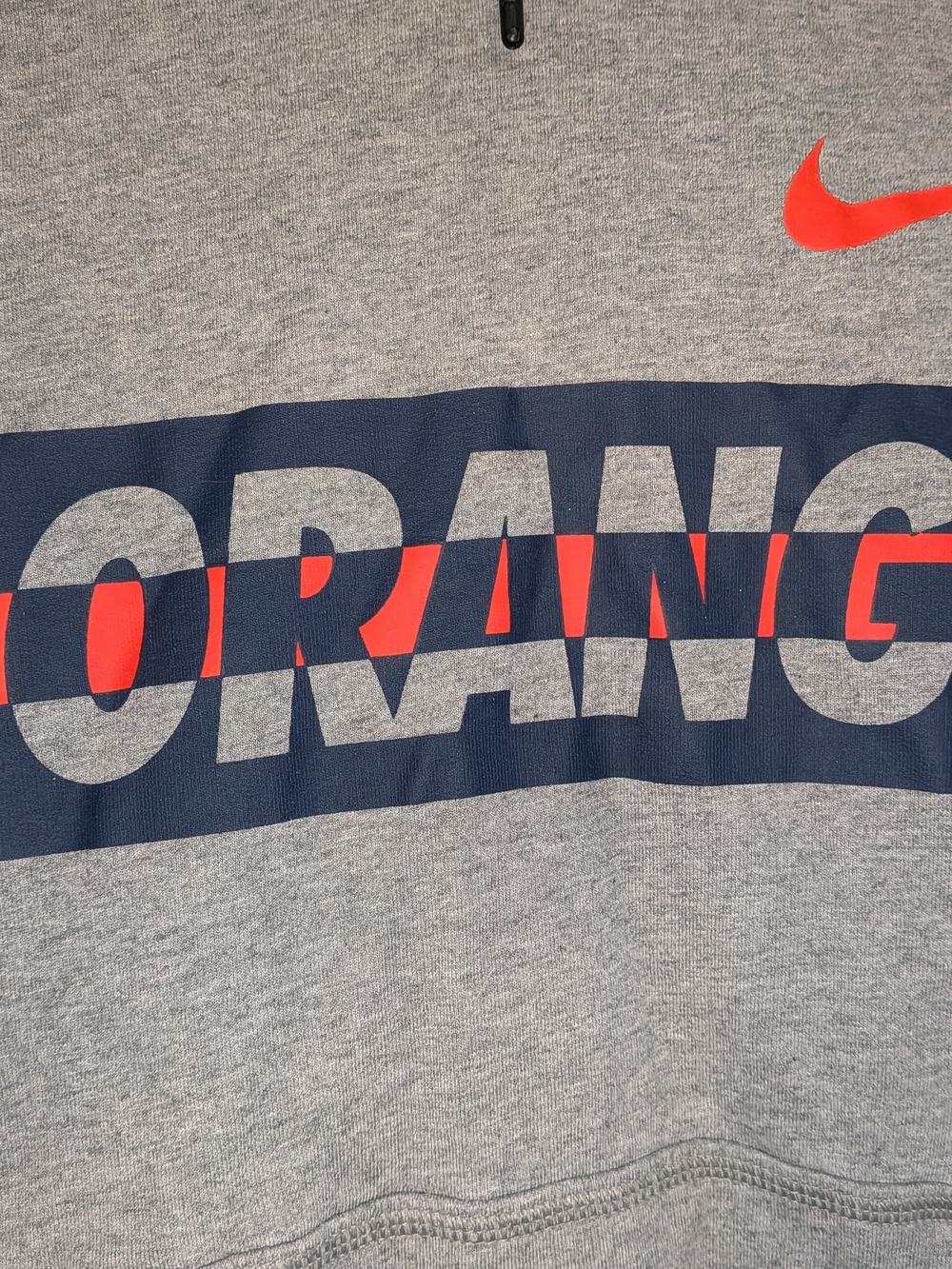 Nike Gray Pullover Hoodie with Black Sleeves and Orange Accents - Picture 2 of 6